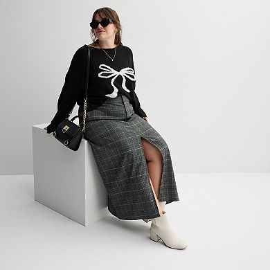Juniors' Plus Size SO® Lurex Plaid Front Slit Maxi Skirt