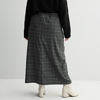 Juniors' Plus Size SO® Lurex Plaid Front Slit Maxi Skirt