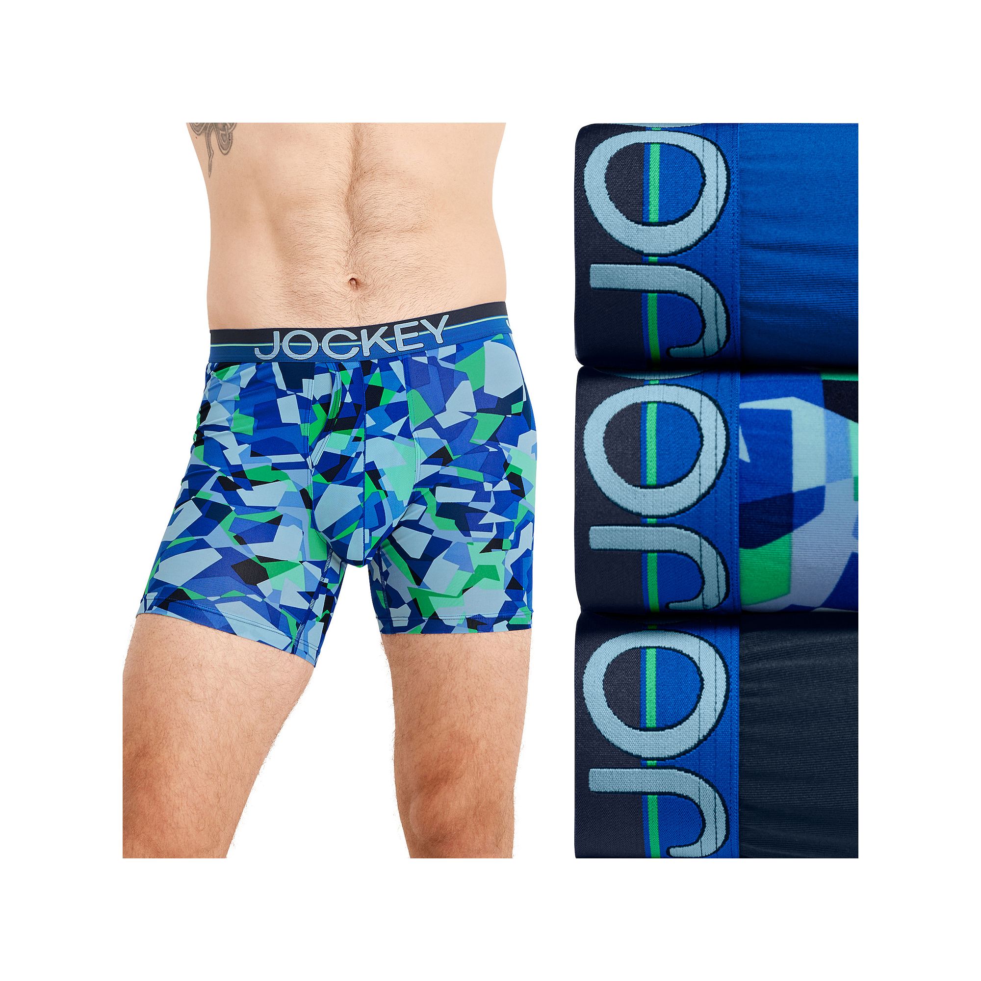 Mens Jockey® Infinite Cool 3-pack Microfiber Stretch 5 Boxer Briefs, S
