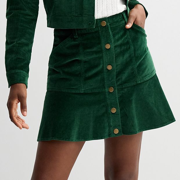 Women's Draper James Corduroy Button Front Skirt