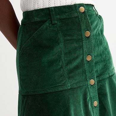 Women's Draper James Corduroy Button Front Skirt