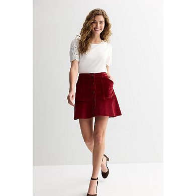 Women's Draper James Corduroy Button Front Skirt