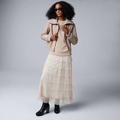 Women's Simply Vera Vera Wang Mixed Media Bomber Jacket