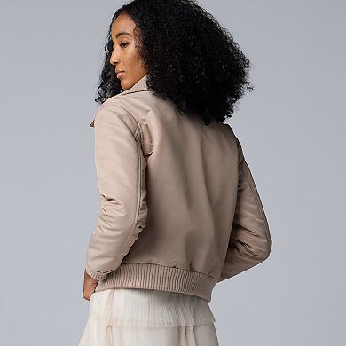 Women's Simply Vera Vera Wang Mixed Media Bomber Jacket