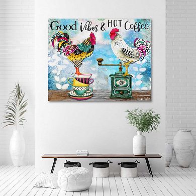 COURTSIDE MARKET Good Vibes Rooster & Coffee Canvas Wall Art