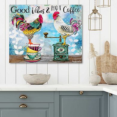 COURTSIDE MARKET Good Vibes Rooster & Coffee Canvas Wall Art
