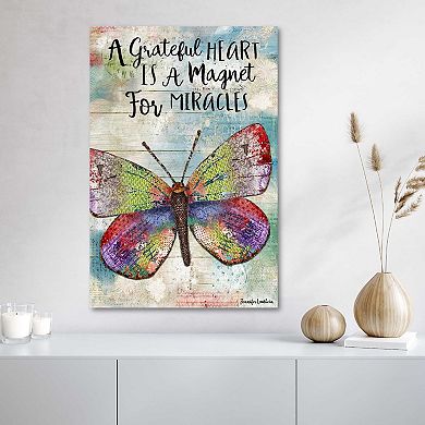 COURTSIDE MARKET A Grateful Heart Butterfly Canvas Wall Art
