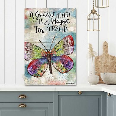 COURTSIDE MARKET A Grateful Heart Butterfly Canvas Wall Art