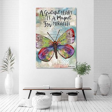 COURTSIDE MARKET A Grateful Heart Butterfly Canvas Wall Art