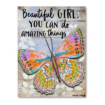 COURTSIDE MARKET Beautiful Girl Butterfly Canvas Wall Art