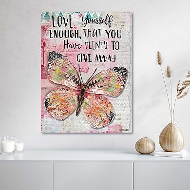 COURTSIDE MARKET Love Yourself Butterfly Canvas Wall Art