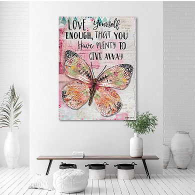 COURTSIDE MARKET Love Yourself Butterfly Canvas Wall Art