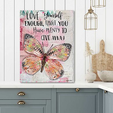 COURTSIDE MARKET Love Yourself Butterfly Canvas Wall Art