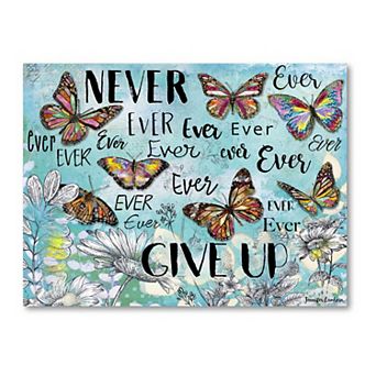 COURTSIDE MARKET Never Ever Give Up Butterflies Canvas Wall Art