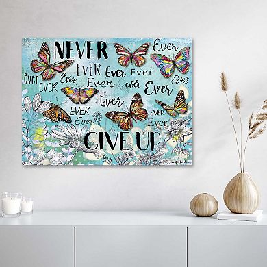 COURTSIDE MARKET Never Ever Give Up Butterflies Canvas Wall Art