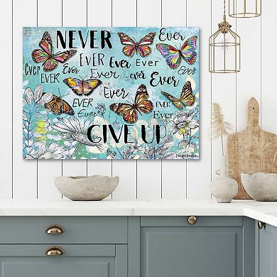 COURTSIDE MARKET Never Ever Give Up Butterflies Canvas Wall Art