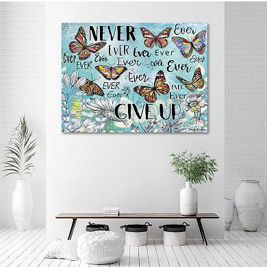 COURTSIDE MARKET Never Ever Give Up Butterflies Canvas Wall Art