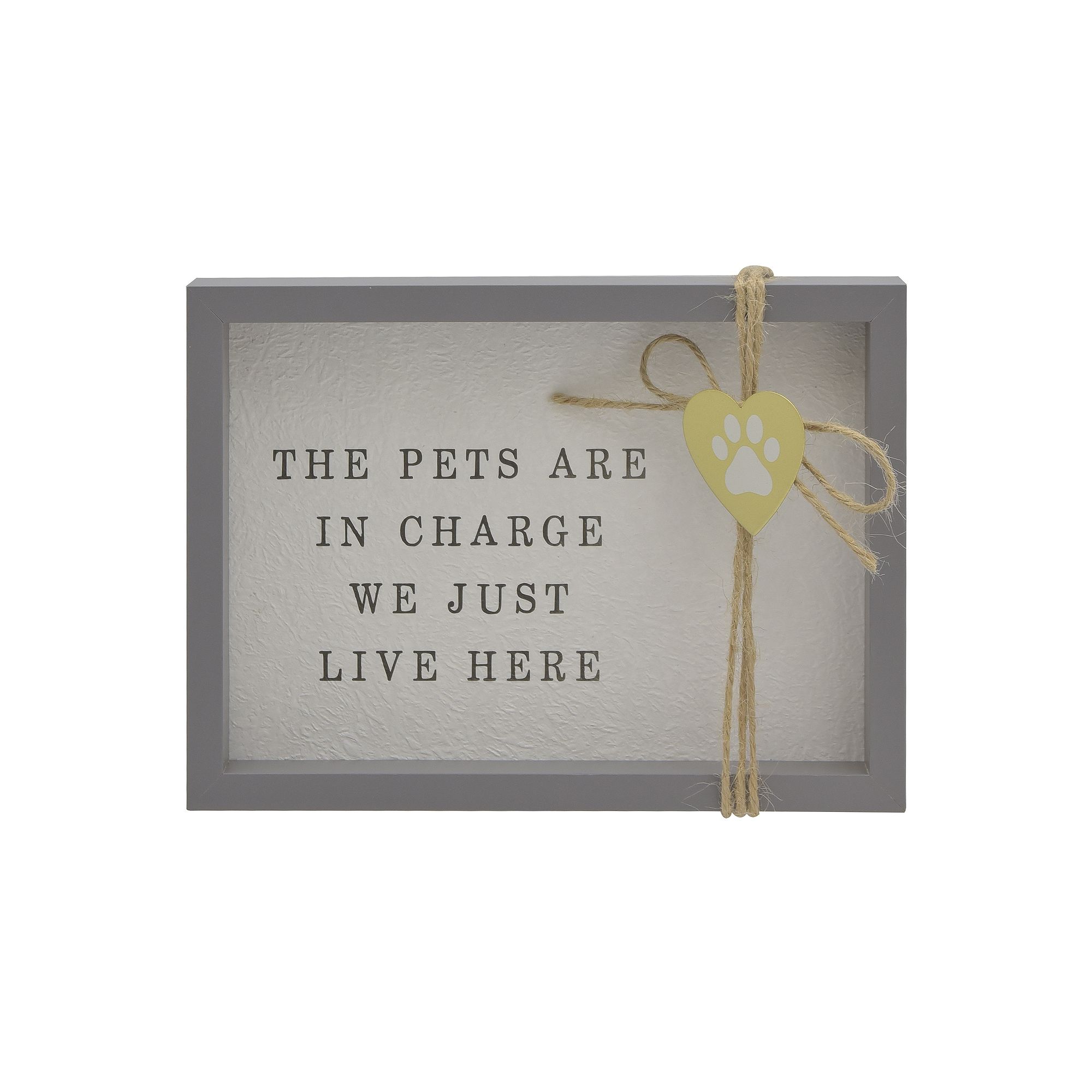Belle Maison Pets In Charge Captioned Art Box Sentiment Table Decor, Gray