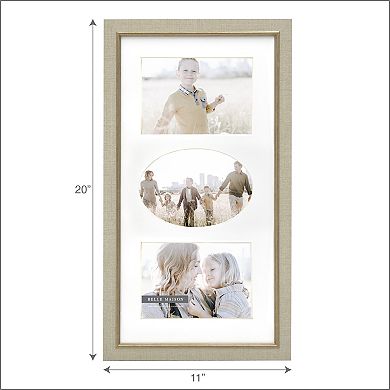 Belle Maison 3-Opening Matted Faux Linen Photo Frame Wall Decor
