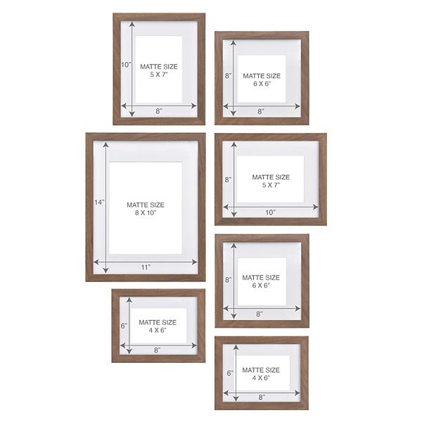 Belle Maison 7 pc Gallery Wall Frame Set - Brown