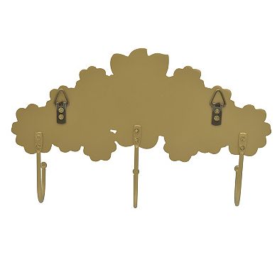 Belle Maison Floral Gold-Tone 3-Hook Wall Decor
