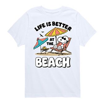 Boys 8-20 Peanuts Snoopy Life Is Better At The Beach Graphic Tee