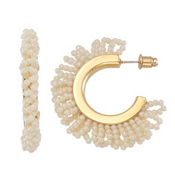 Sonoma Goods For Life® Seed Bead Fringe Hoop Earrings