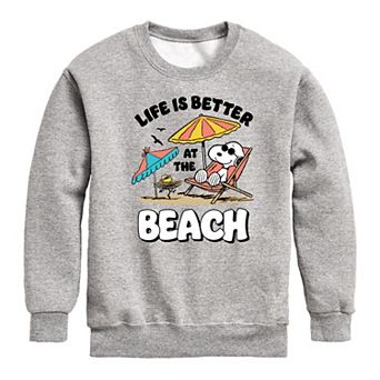 Boys 8-20 Peanuts Snoopy Life Is Better At The Beach Crew Fleece Sweatshirt