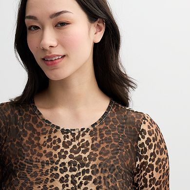 Juniors' madden girl Long Sleeve Mesh Top