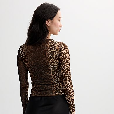 Juniors' madden girl Long Sleeve Mesh Top