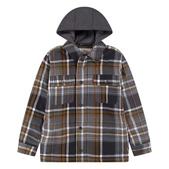 Boys 8-20 Levi's® Sherpa-Lined Plaid Hooded Shacket