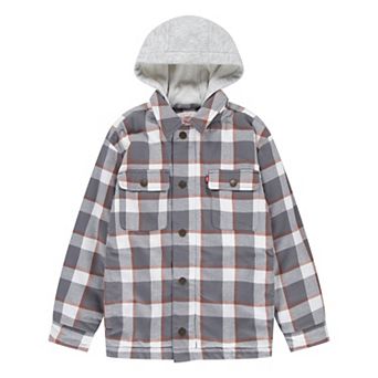 Boys 8-20 Levi's® Sherpa-Lined Plaid Hooded Shacket