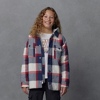 Boys 8-20 Levi's® Sherpa-Lined Plaid Hooded Shacket