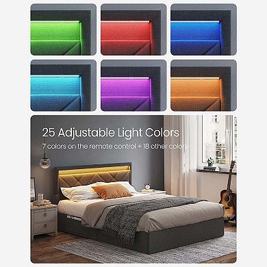 Led Bed Frame With Headboard And 4 Drawers