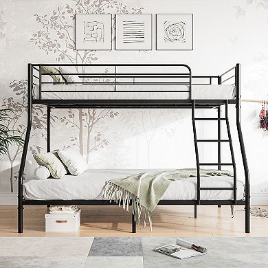 Hivvago Easy Assembly Heavy Duty Twin Sized Full Metal Bunk Bedframe With Ladder