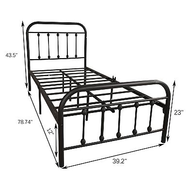 Hivvago Twinsized Heavy Duty Full Metal Easy Assembly Platform Bed Frame