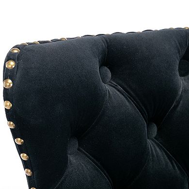 Hivvago Set Of 2 Modern Upholstered Tufted Velvet Armless Bar Stools With Back Rest