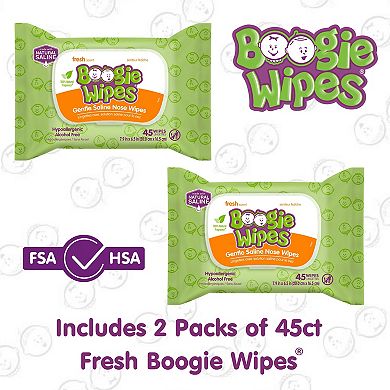 Boogie Brand Saline Nose Wipes Unscented 90 Ct