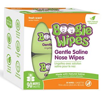 Boogie Brand Saline Nose Wipes Unscented 90 ct
