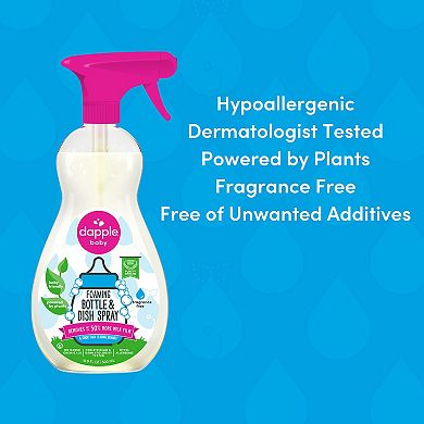 Dapple Baby Foaming Power Bottle and Dish Fragrance Free Spray 16.9oz