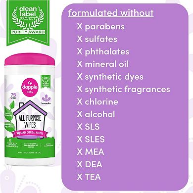 Dapple Baby All Purpose Wipes Lavender 75ct