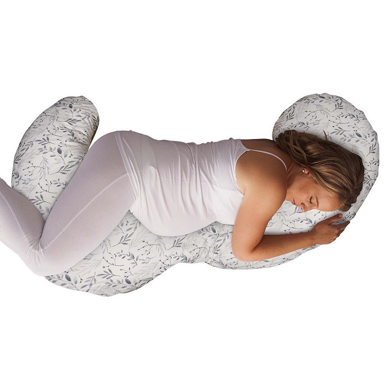 Boppy Total Body Pregnancy Pillow with Removable, Breathable Pillow Cover | Gray Scattered Leaves | Plush Full-body Support | Prenatal and Postnatal Positioning (B08HPDZSBW)