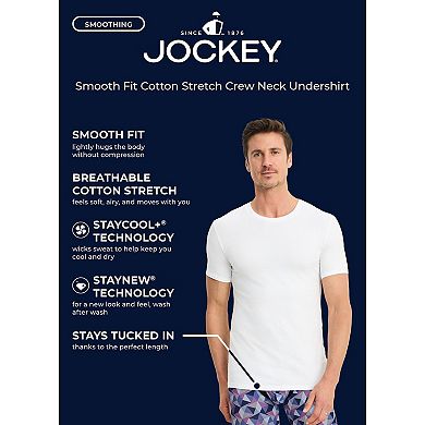 Men's Jockey® 3-Pack Smooth Fit Cotton Stretch Crewneck Undershirts