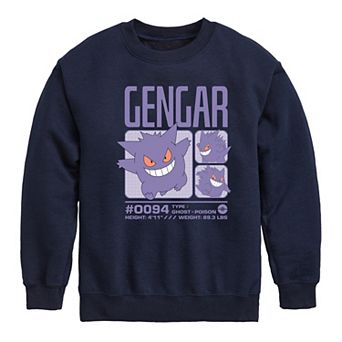 Boys 8-20 Pokemon Gengar Stats Fleece Sweatshirt