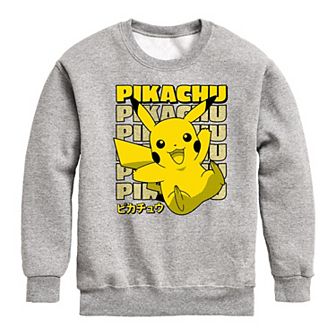 Boys 8-20 Pokemon Pikachu Katakana Crew Fleece Sweatshirt