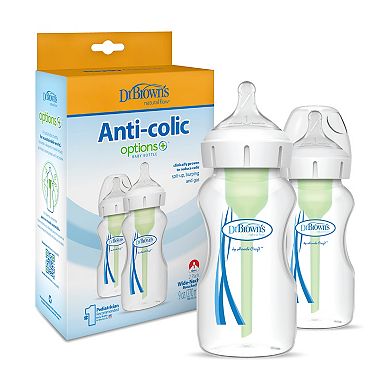Dr. Brown's Natural Flow® Anti-Colic Options+™ 9 oz. Wide-Neck Baby Bottle with Level 1 Nipple 2-Pack