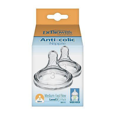 Dr. Brown's Level 3 Nipple Wide Neck Nipple 2-Pack