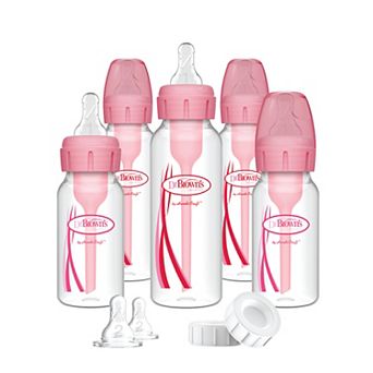 Dr. Brown's Options+ Anti-Colic Newborn Narrow Baby Bottle Feeding Gift Set - Pink