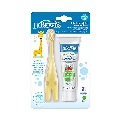 Dr. Brown's Giraffe Infant-to-Toddler Toothbrush & Strawberry Toothpaste Set