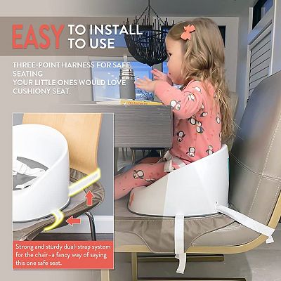 Prince Lionheart Booster Squish Seat | 12m - 5 jaar (60 lbs) | Lichtgewicht | 3-punts harnas | stijve basis | verende zitting | antislip | bevestigd aan stoel en kind - bessenblauw